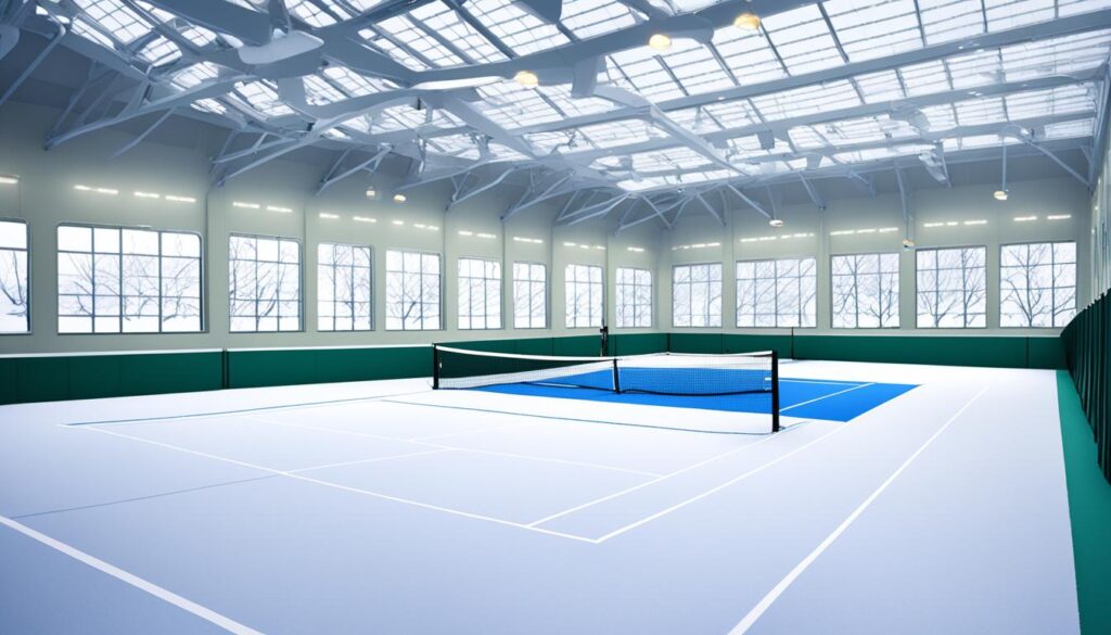 Tennishalle im Winter